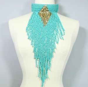 CHOKER STATEMENT NECKLACE BEADED TRIBAL DRAG QUEEN
